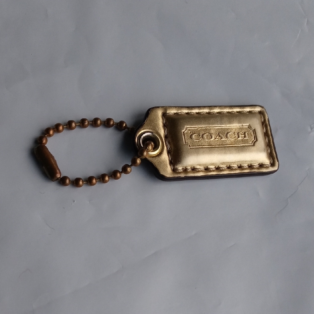 Coach Gold Leather Hang Tag Keychain Accessory